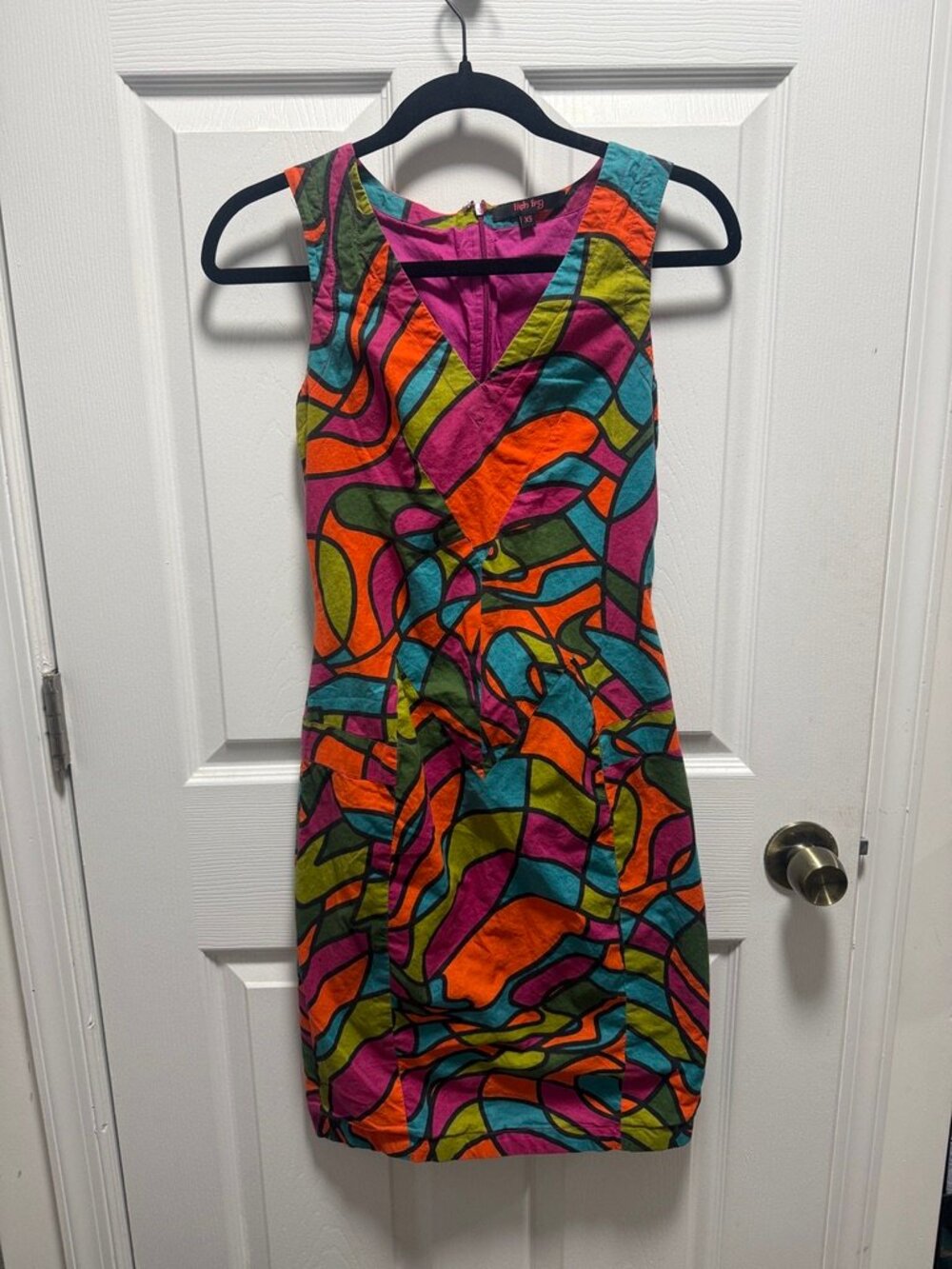 Vintage Anthropologie Fish Fry Manish Arora Glass Glow Dress XS Psychedelic